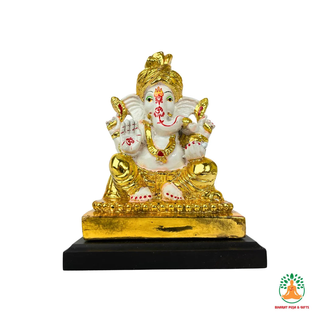 Ganesh Ji White and Golden for Puja and Home decor