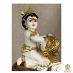 Krishna with Makhan Pot White and Gold, baby krishna