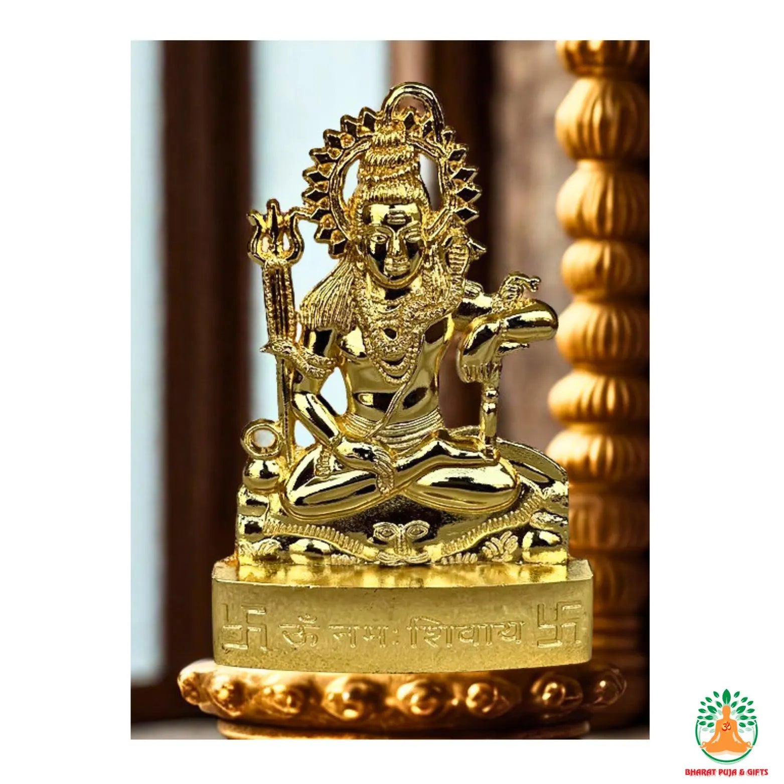 Lord Shiva Gold Plated Statue - Idol for Pooja, Car Dashboard, Home, Office Décor, Gifting Decorative Showpiece