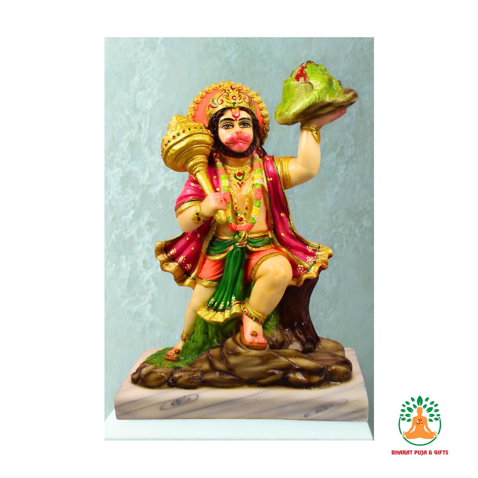Lord Hanuman  Holding Mountain | Intricate Finish  Hanuman Idol with Mountain for Home Temple Puja Spiritual figuring Gift
