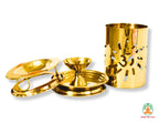 Brass Om Carved Diya with Cover | Dismantlable Decorative Brass Oil Lamp | Spiritual Gift for Diwali | Brass Diya | Diwali Gift|