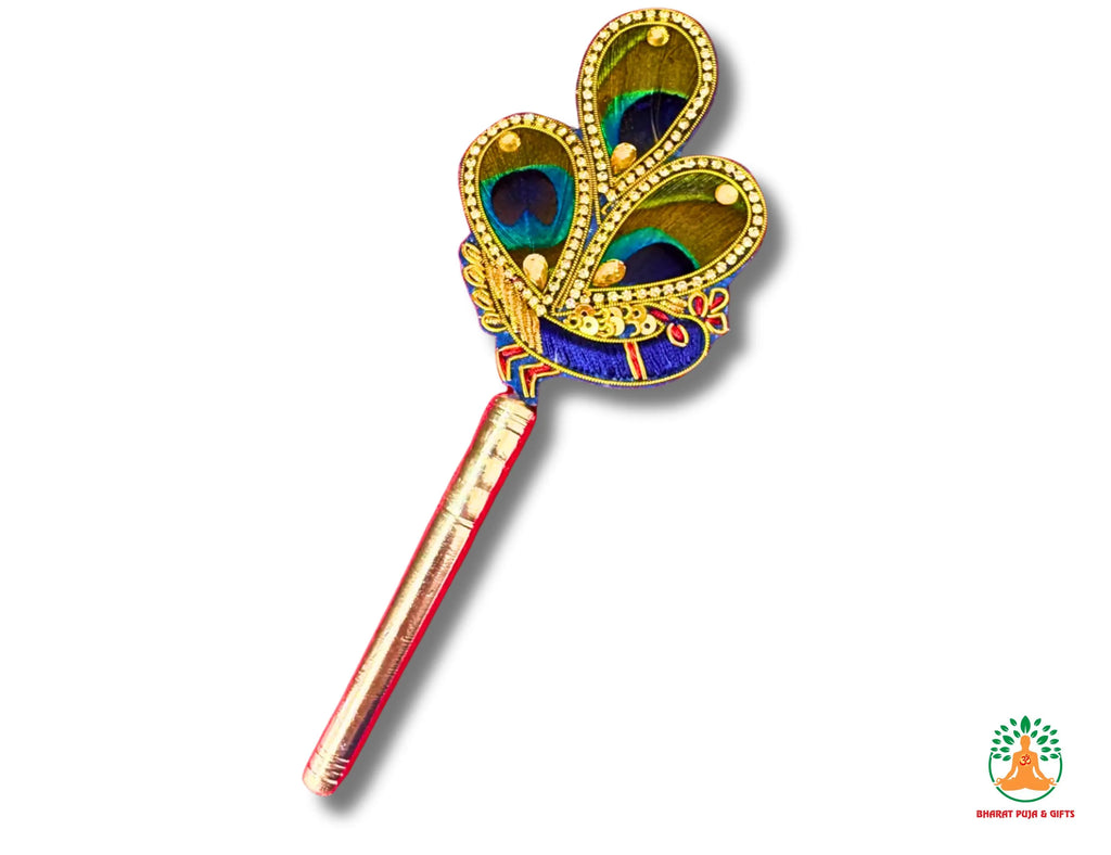 Pure Silver Mor Pankh Peacock Feather with Rod | Decorative Peacock Silver Rod
