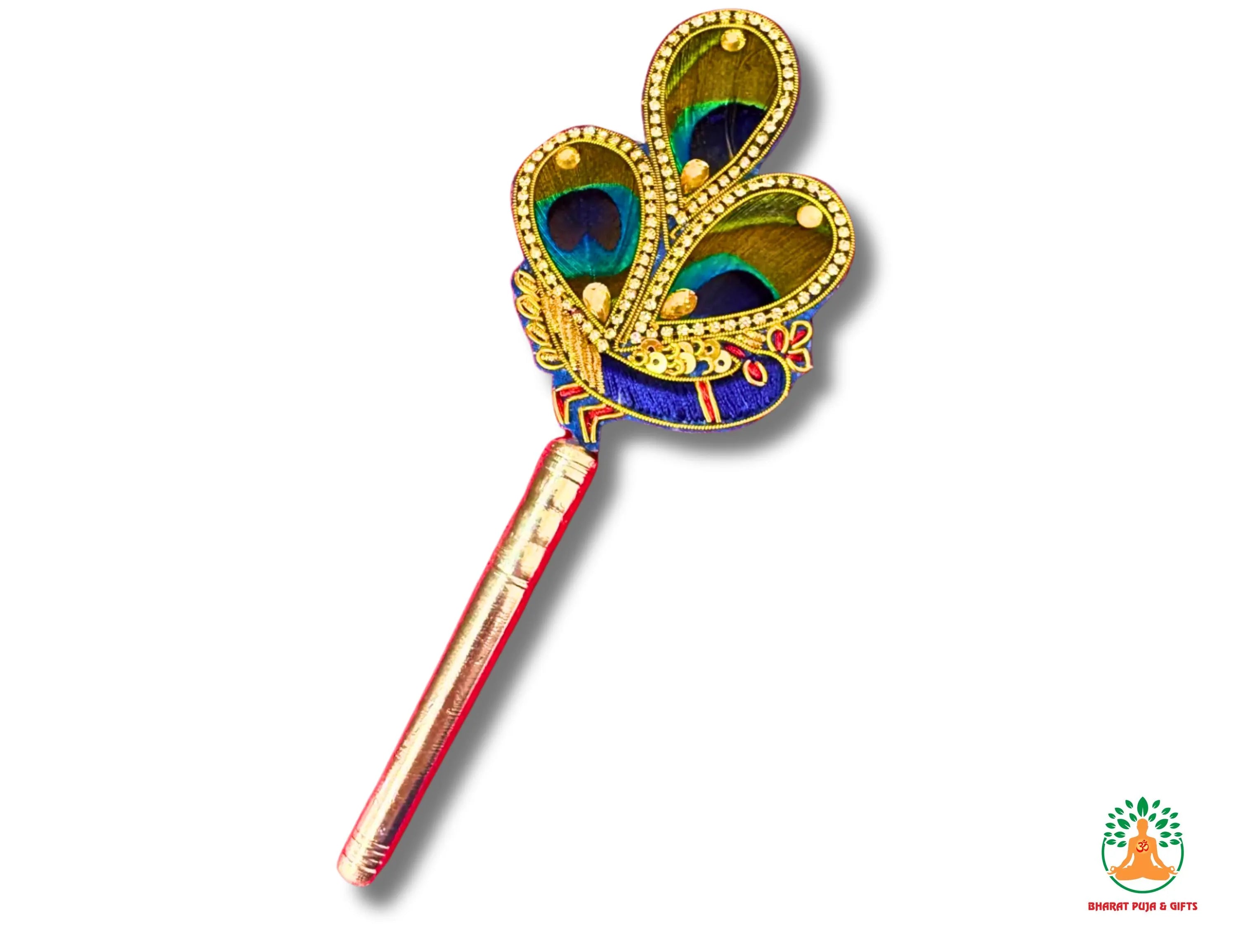 Pure Silver Mor Pankh Peacock Feather with Rod | Decorative Peacock Silver Rod