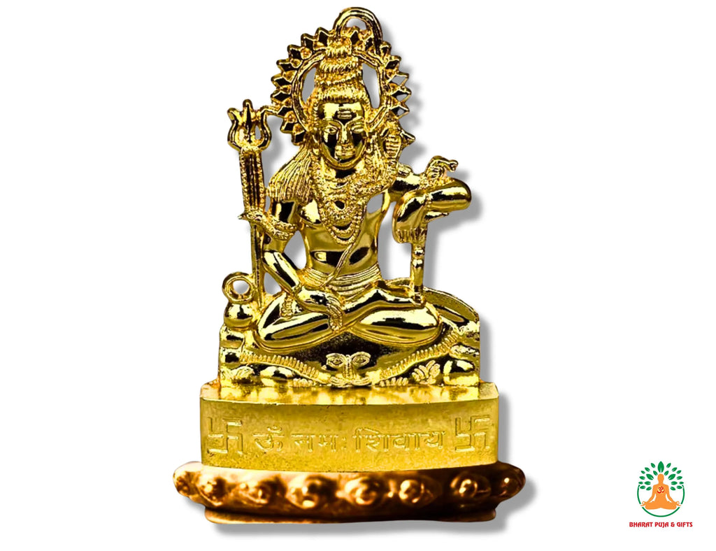 Lord Shiva Gold Plated Statue - Idol for Pooja, Car Dashboard, Home, Office Décor, Gifting Decorative Showpiece