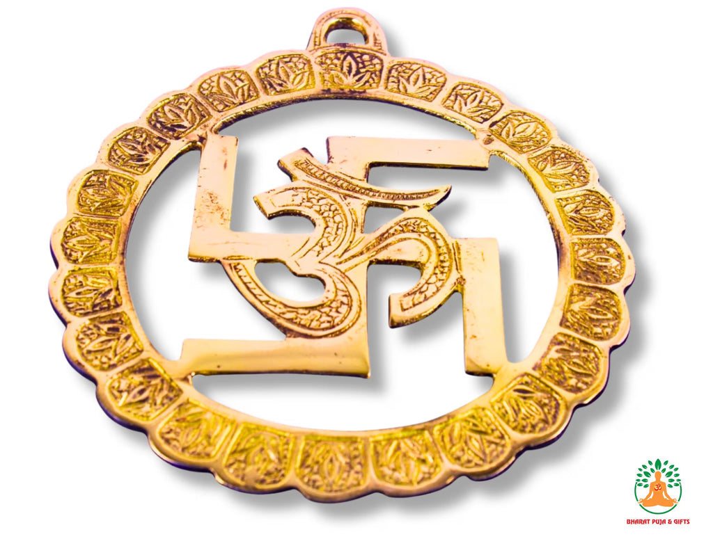 Brass Swastik and Om Wall Hanging | Hindu Wall Decor | Spiritual Wall Art