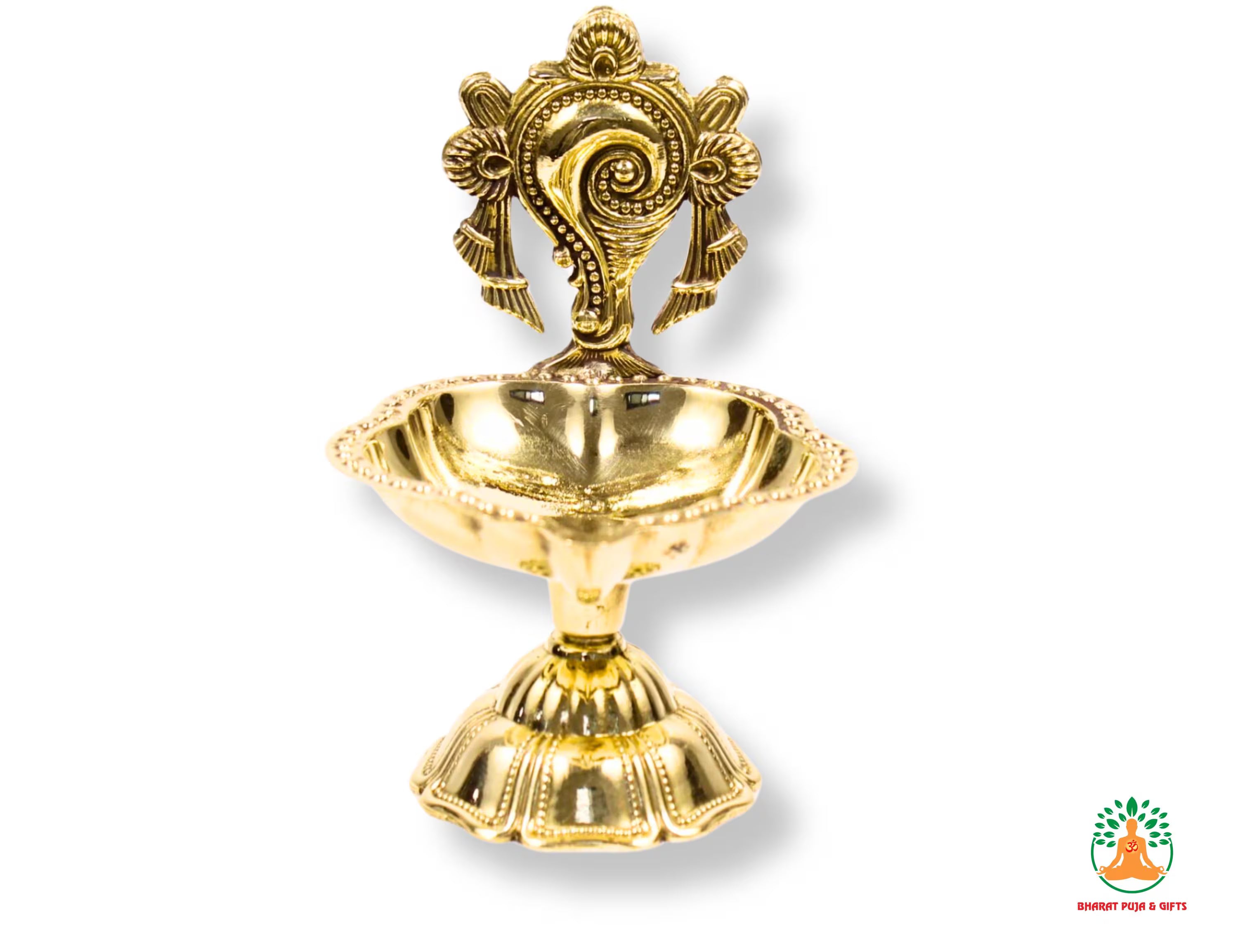 Brass Shanku Chakra Diya | Shankh Chakra Oil Lamp | Kuber Diya Diwali Decor