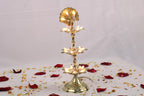 Brass Samai with Intricate Peacock Design | Traditional Elegant 1-Step 2-Step 3-Step LED Lamp | Samai Lamp
