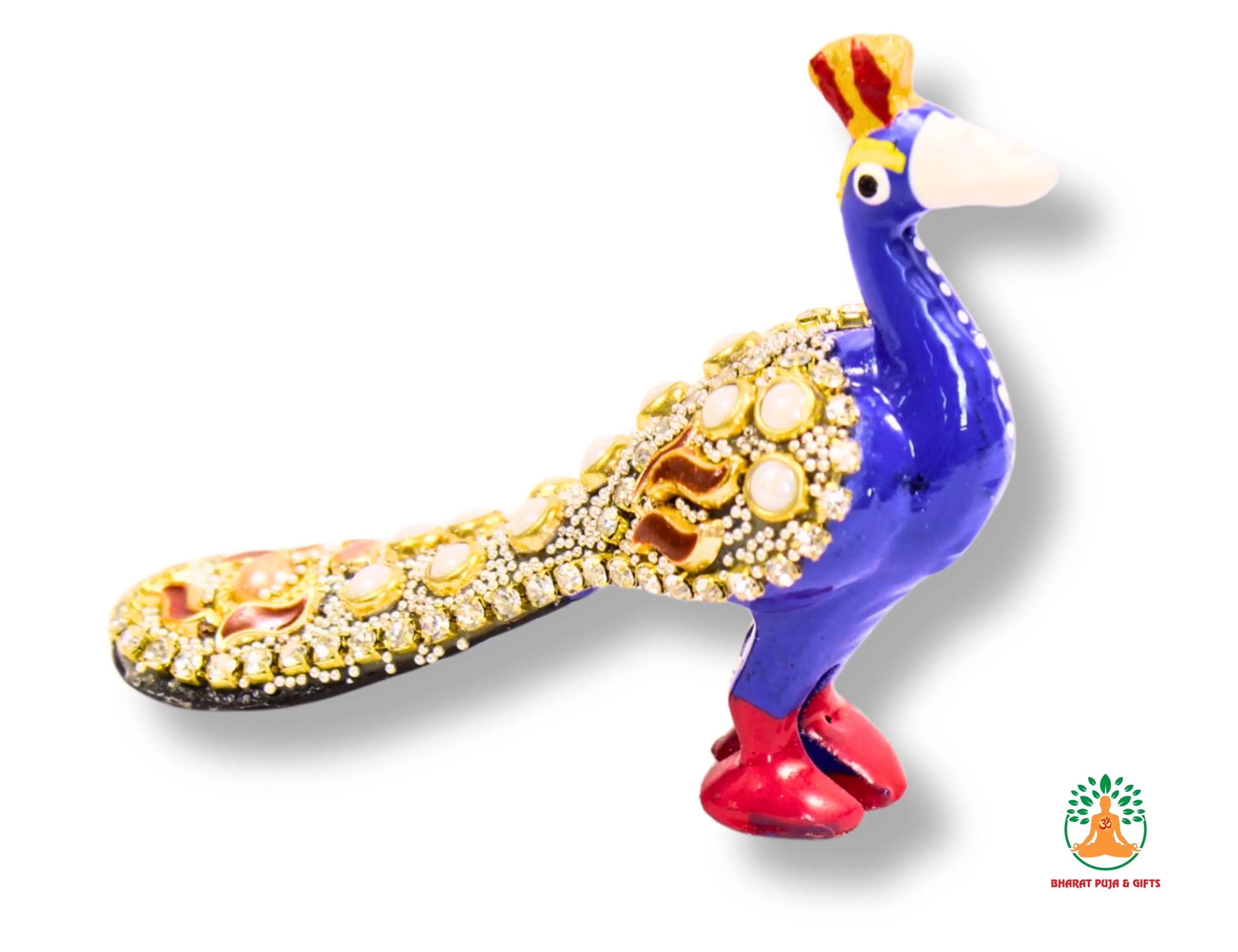 Decorative Small Beadwork Peacock Statue | Handcrafted Menakari Peacock Showpiece for Home Décor, Tabletop Display, Office & Gift |