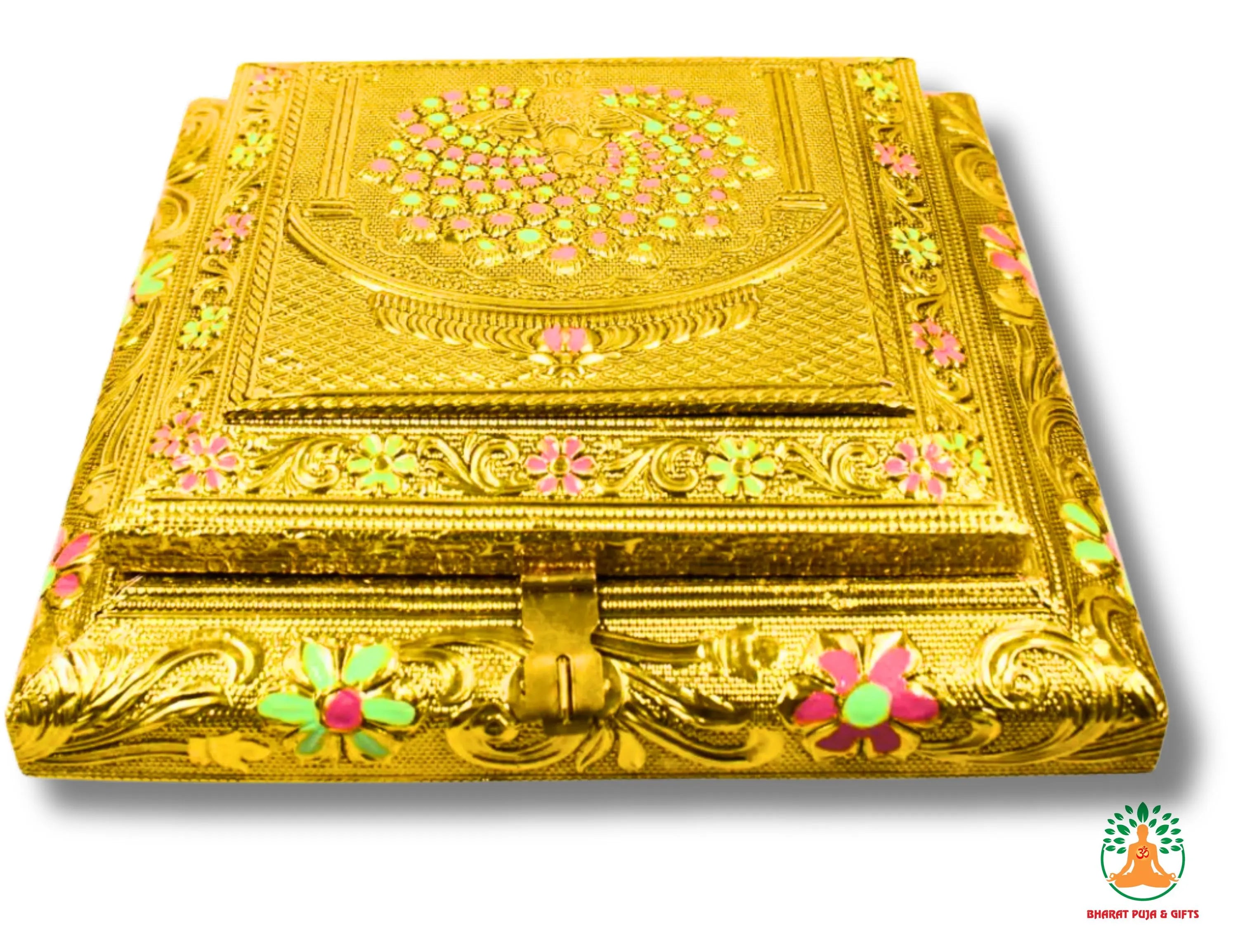 Wooden Dry Fruit Box with 4 Compartments | Colourful Artwork Storage Box for Diwali | Festive Gifting