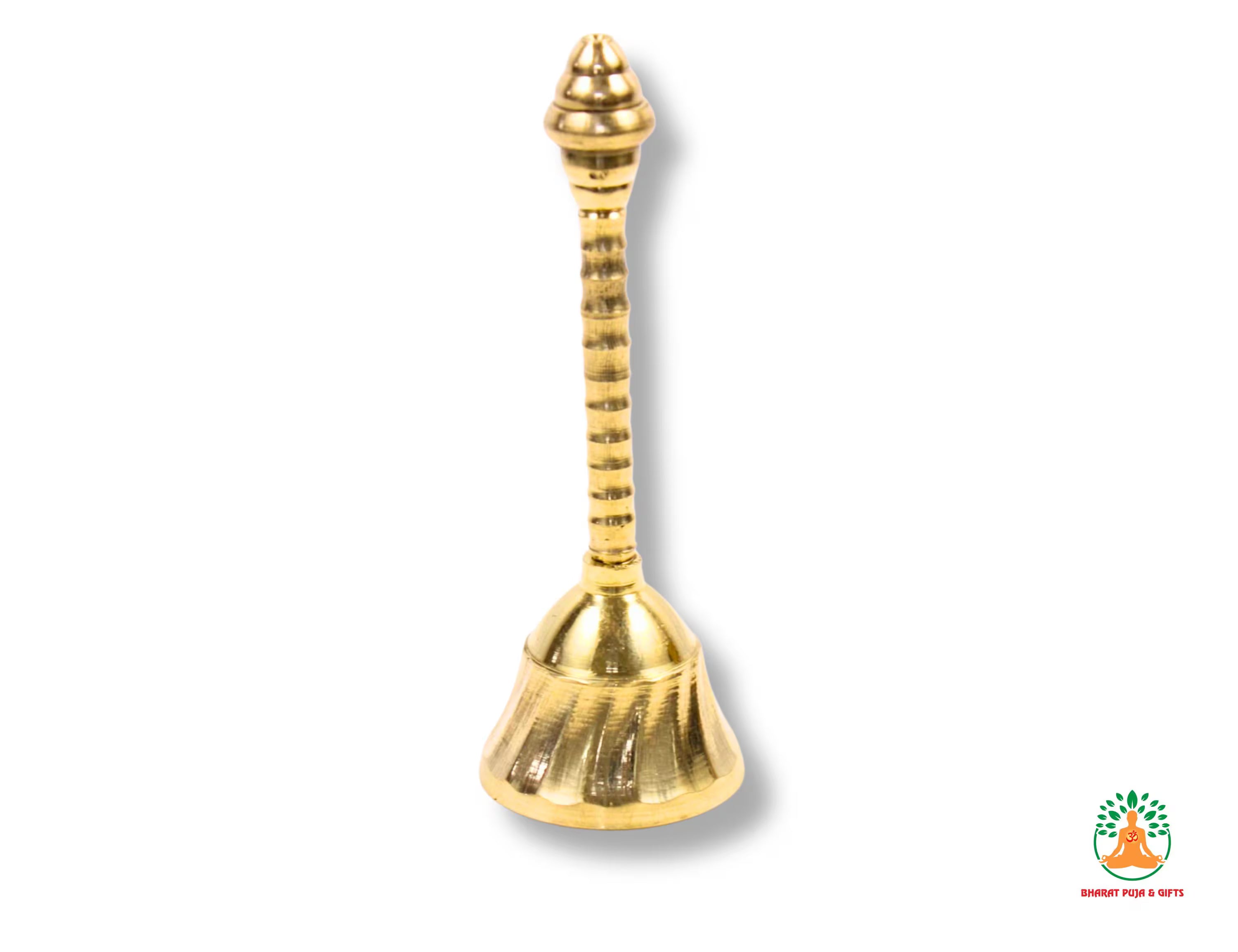 Brass Puja Bell Ghanti 4.5 inch | Traditional Handcrafted Brass Temple Bell | Brass Ghanti
