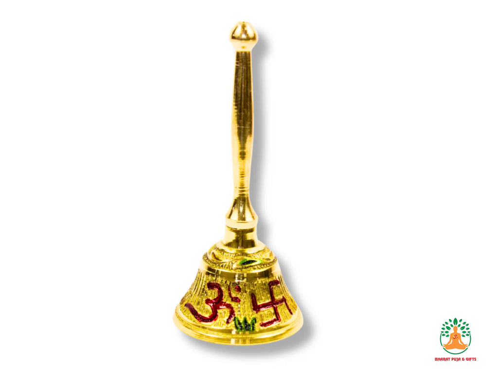 Brass Puja Bell Ghanti 4.5 inch | Traditional Handcrafted Brass Temple Bell | Brass Ghanti