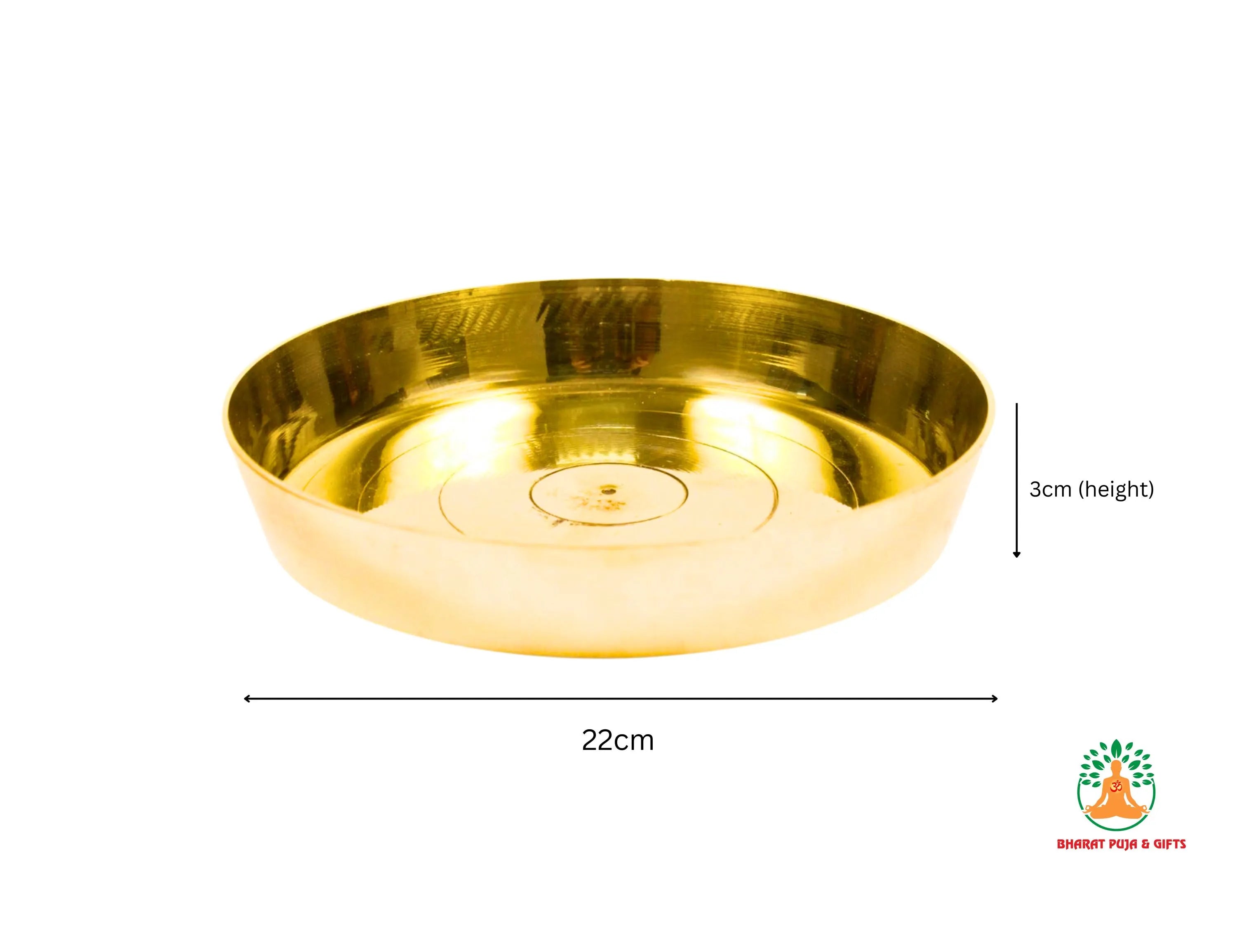 Pure Brass Thali 8.5" | Brass Puja Plate | Brass Offering Plate | Brass Aarti Thali Plate