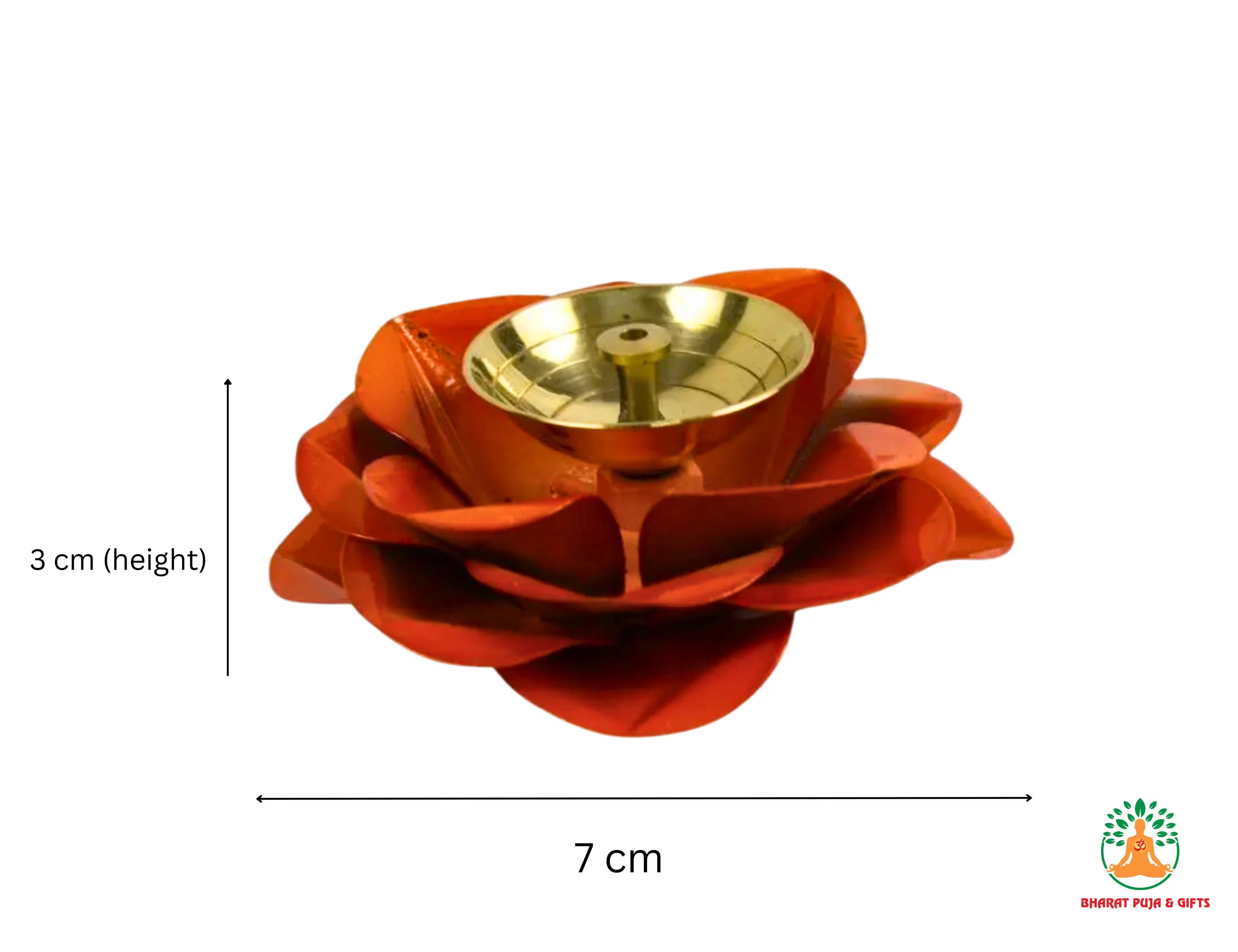 2 Pair Brass Diya with Colorful Petal Shape Base – Vibrant Traditional Diya | Diwali Gift | Colorful Diyas | Diwali Diya