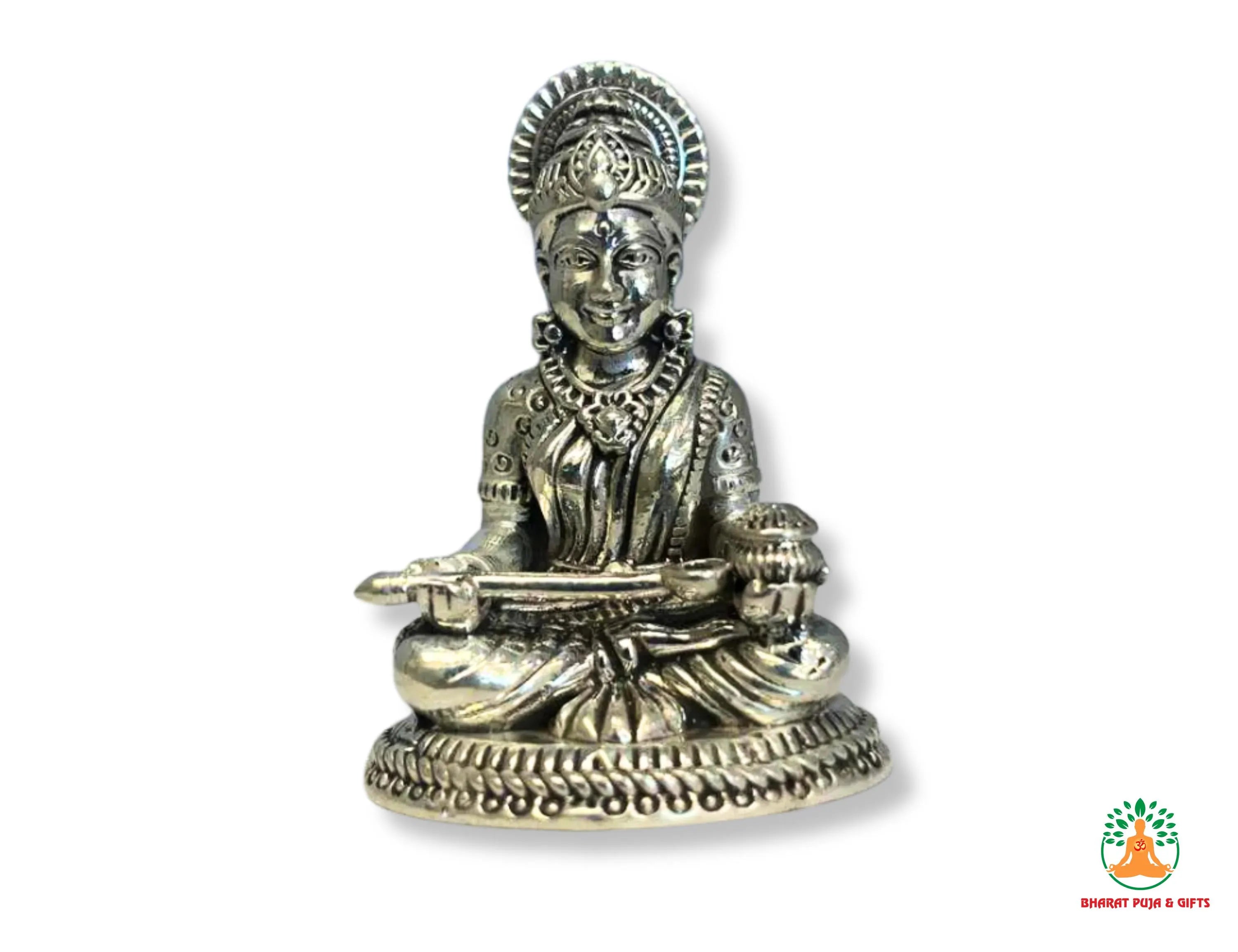 Pure Silver Saraswati Idol | 999 Silver Saraswati Murti | Silver Sarasvati Statue