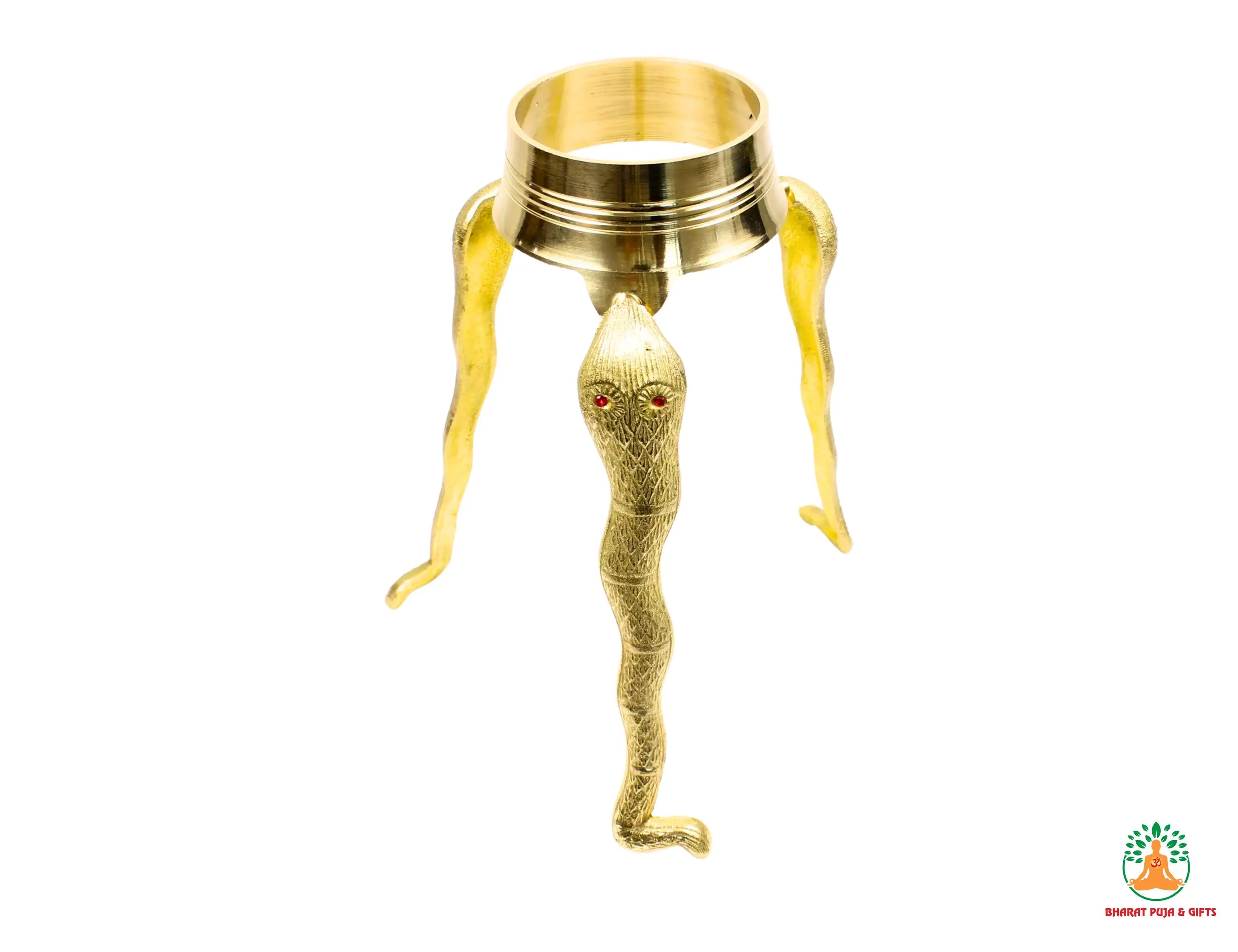 Brass Jaladhari Stand with Nag-Shaped Base | Traditional Tripai Abhishek Stand for Shivling Puja