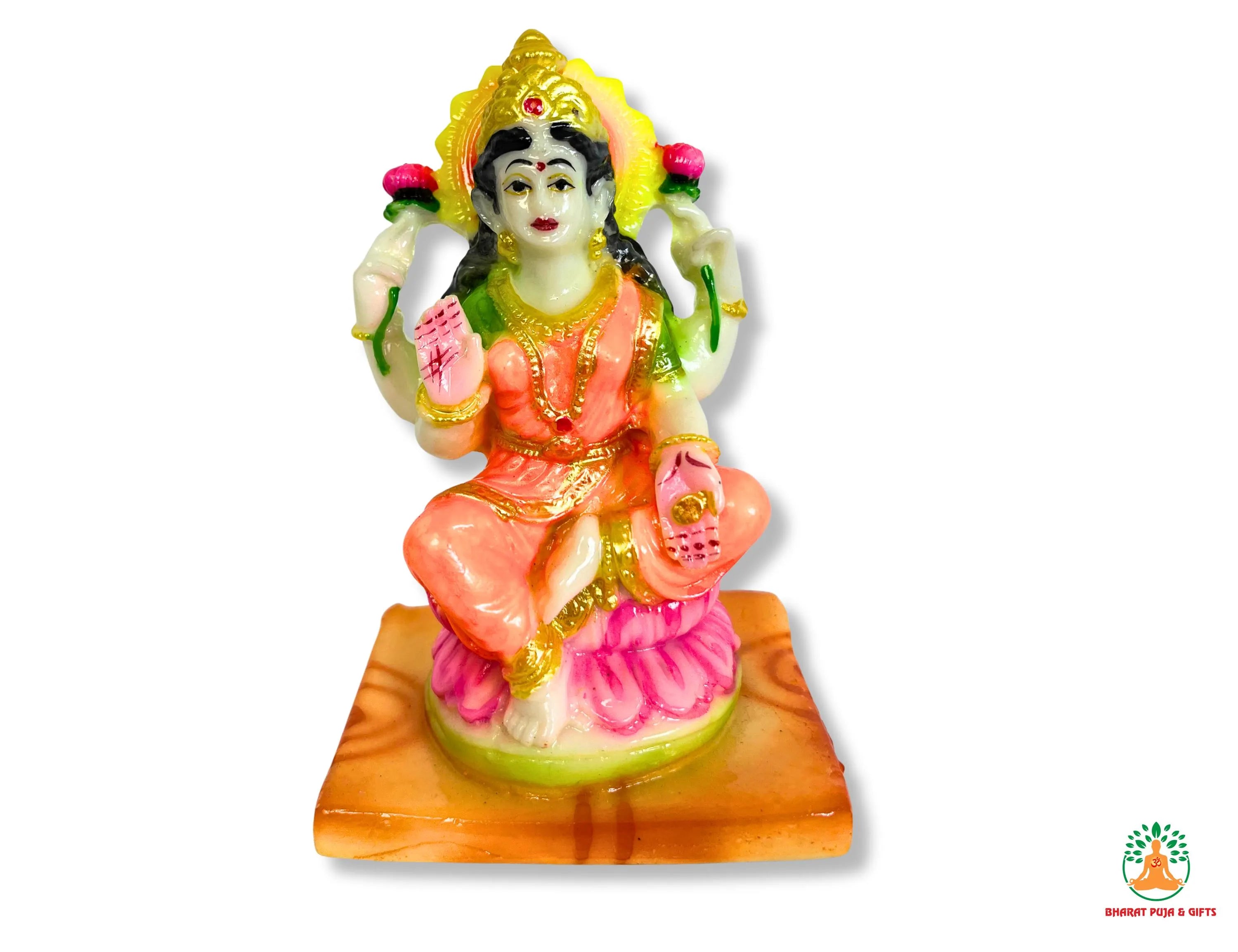 Laxmi Multicolored Statue Goddess Lakshmi Idol for Home & Temple Decor Marble Idol Decor Home Office Temple Pooja Item Murti for Puja Gifts