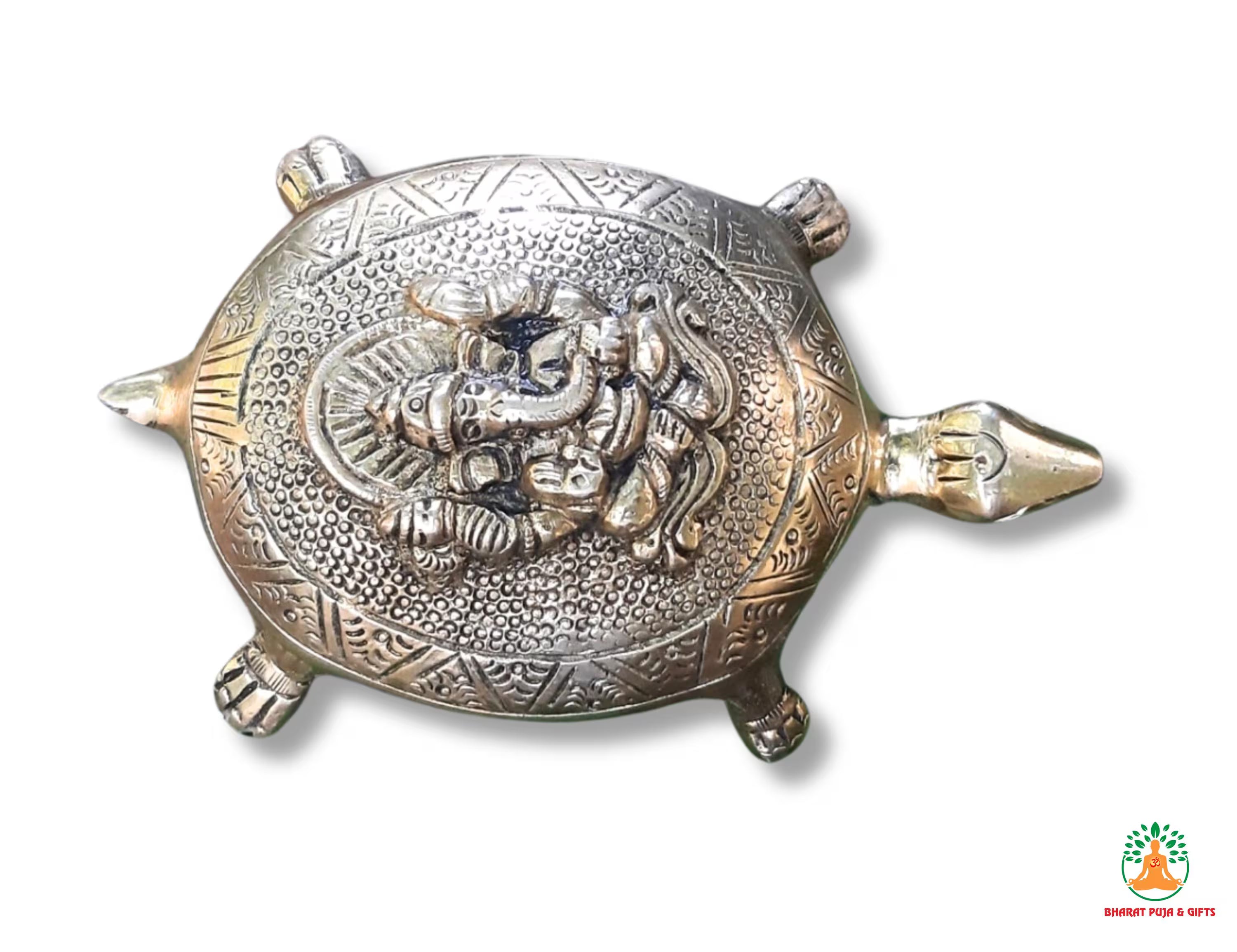 Brass Tortoise with Ganesha Engraved | Small Size Kachua with Ganapati | Good Luck Tortoise | Vastu Feng Shui Decor