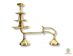 Large Brass Ganga Aarti Diya with Handle | Brass 3 Stage Samai | 3 Step Traditional Indian Oil Lamp