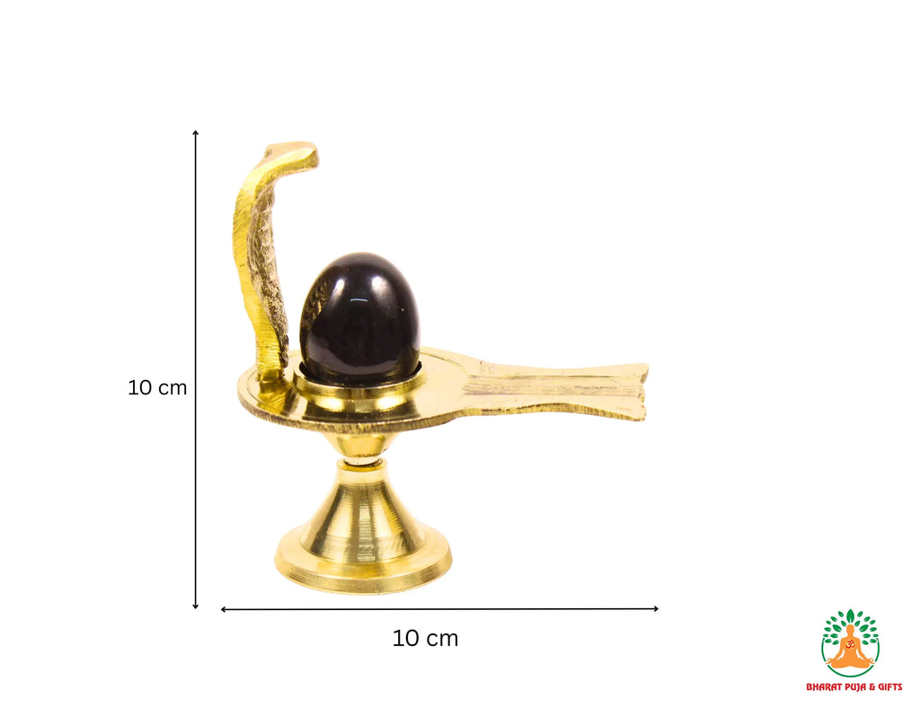 Black Shaligram Shivling with Brass Jaladhari Yoni Base and Stand | Natural Stone Shiva Lingam for Puja, Abhishek, and Home Temple