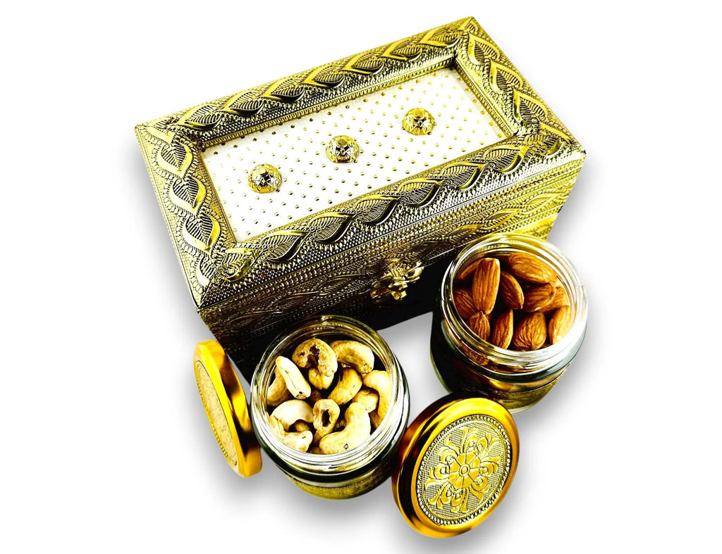 Royal Golden Minakari Snack Box: Exquisite Handcrafted Dry Fruit and Snack Storage