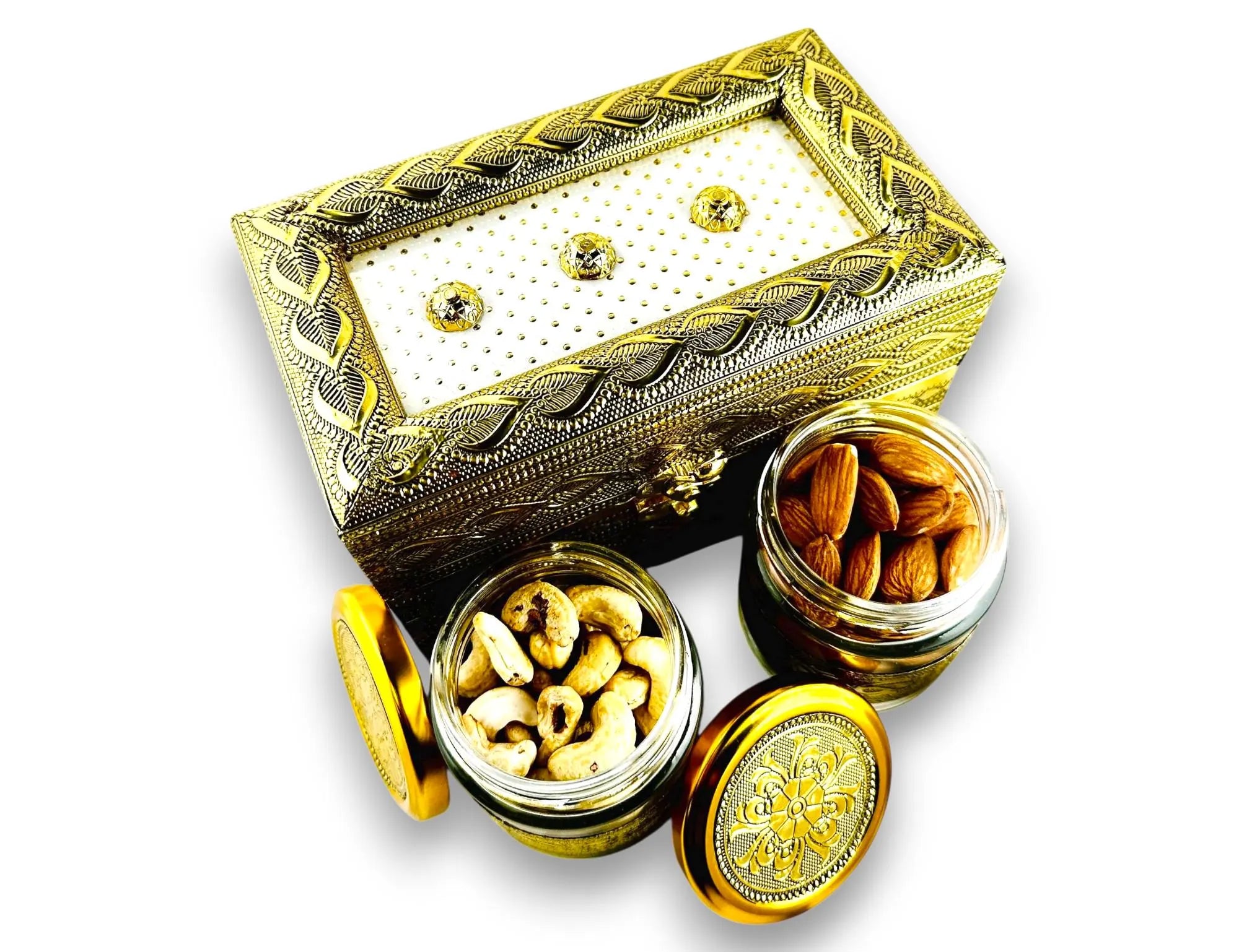 Royal Golden Minakari Snack Box: Exquisite Handcrafted Dry Fruit and Snack Storage
