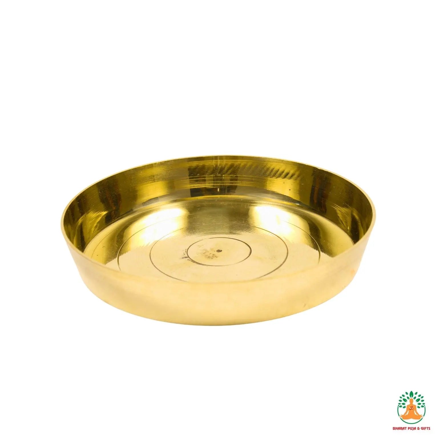 Pure Brass Thali 8.5" | Brass Puja Plate | Brass Offering Plate | Brass Aarti Thali Plate