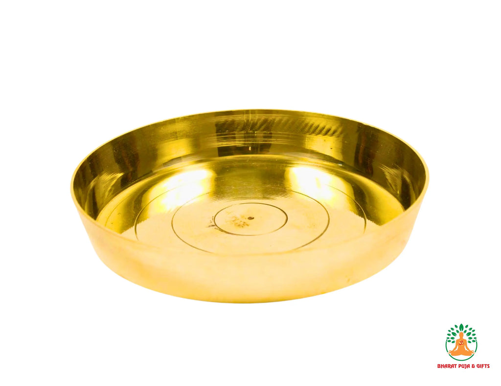 Pure Brass Thali 8.5" | Brass Puja Plate | Brass Offering Plate | Brass Aarti Thali Plate