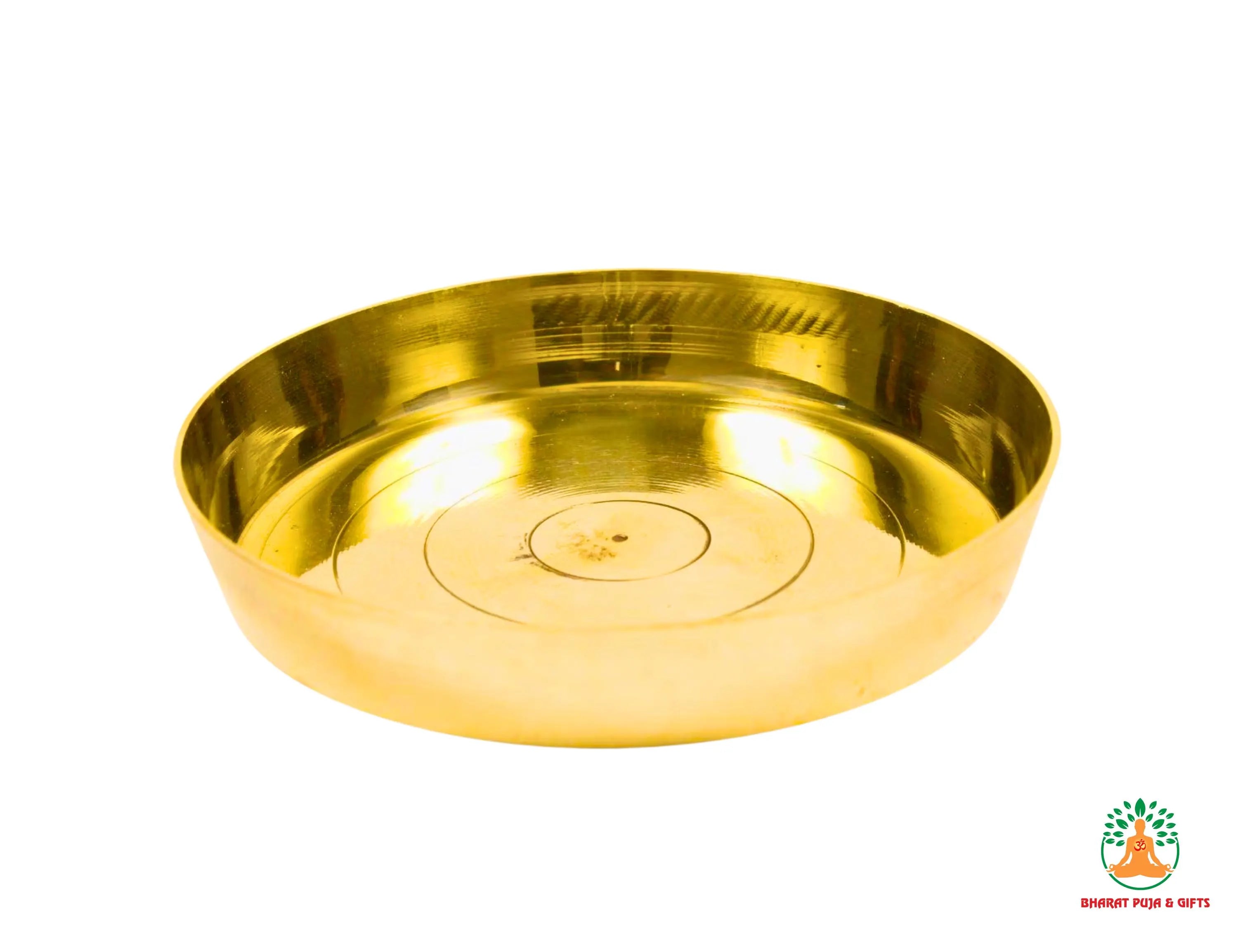 Pure Brass Thali 8.5" | Brass Puja Plate | Brass Offering Plate | Brass Aarti Thali Plate