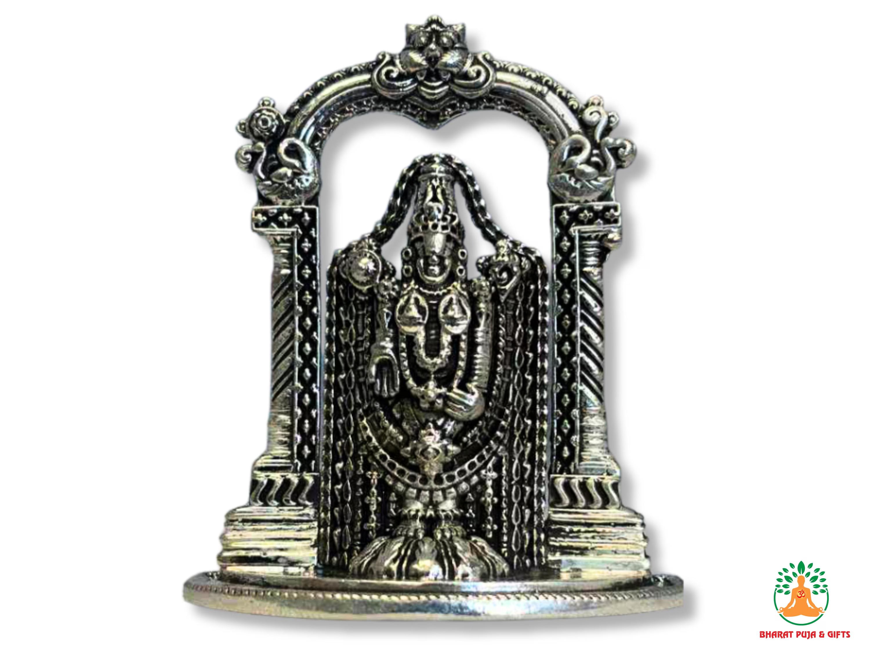 Pure Silver Balaji Idol with Prabhavali | 999 Silver Tirupati Balaji Murti with Prabhavali | Silver Venkateswara Swamy Swami Idol