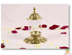 Brass Diya with Round Glass Wind Shield | Traditional Puja Diya with Protective Glass Cover | Brass Oil Lamp with Cover