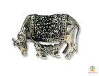 Pure Silver Cow and Calf Idol | 999 Silver Kamadhenu Cow Murti | Silver Holy Cow Idol
