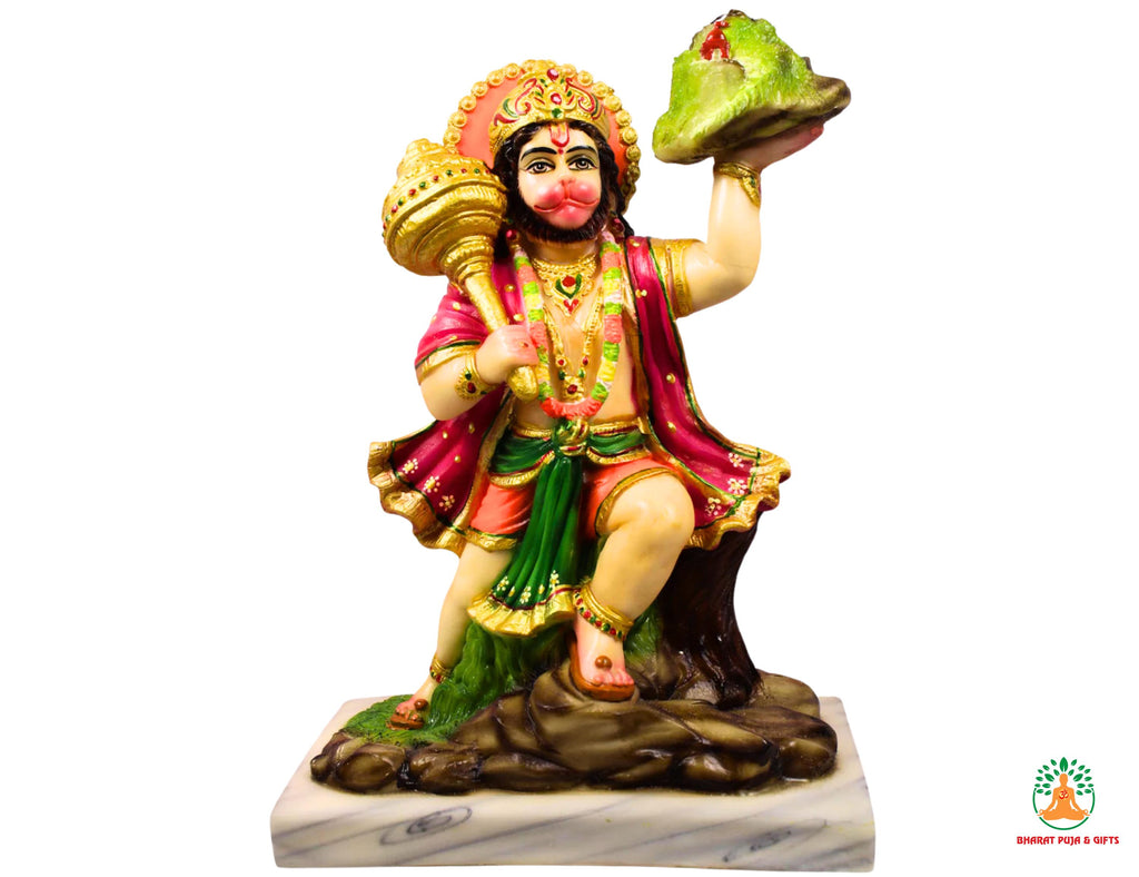 Lord Hanuman  Holding Mountain | Intricate Finish  Hanuman Idol with Mountain for Home Temple Puja Spiritual figuring Gift