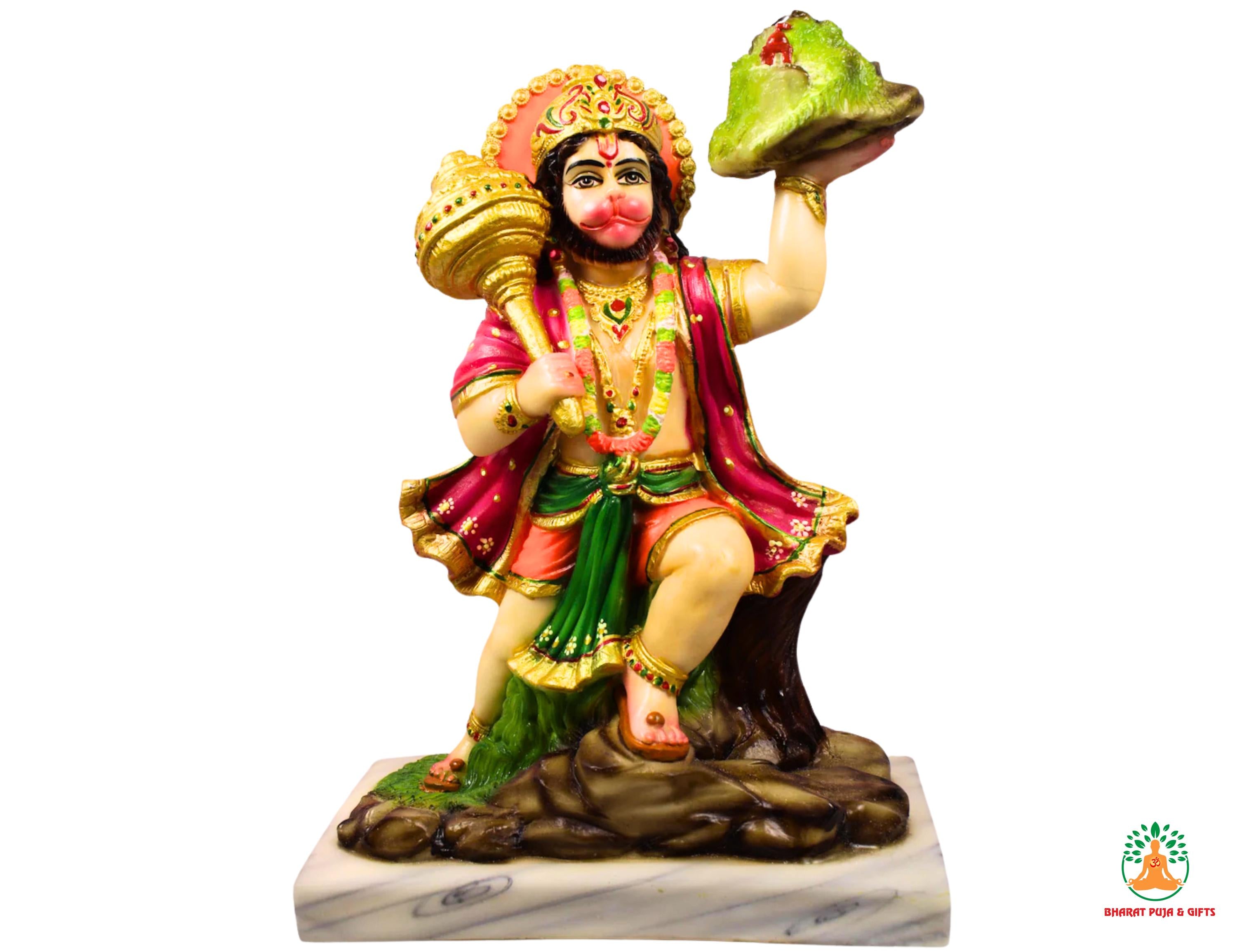 Lord Hanuman  Holding Mountain | Intricate Finish  Hanuman Idol with Mountain for Home Temple Puja Spiritual figuring Gift