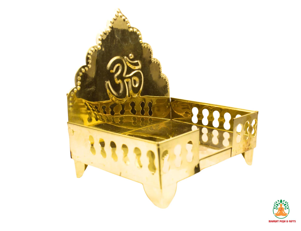 Brass Altar Seat | Handcrafted Singhasan | Brass Throne Seat | Brass Chowki Choki for Puja Home Temple Mandir | Royal Hindu Diety Seat
