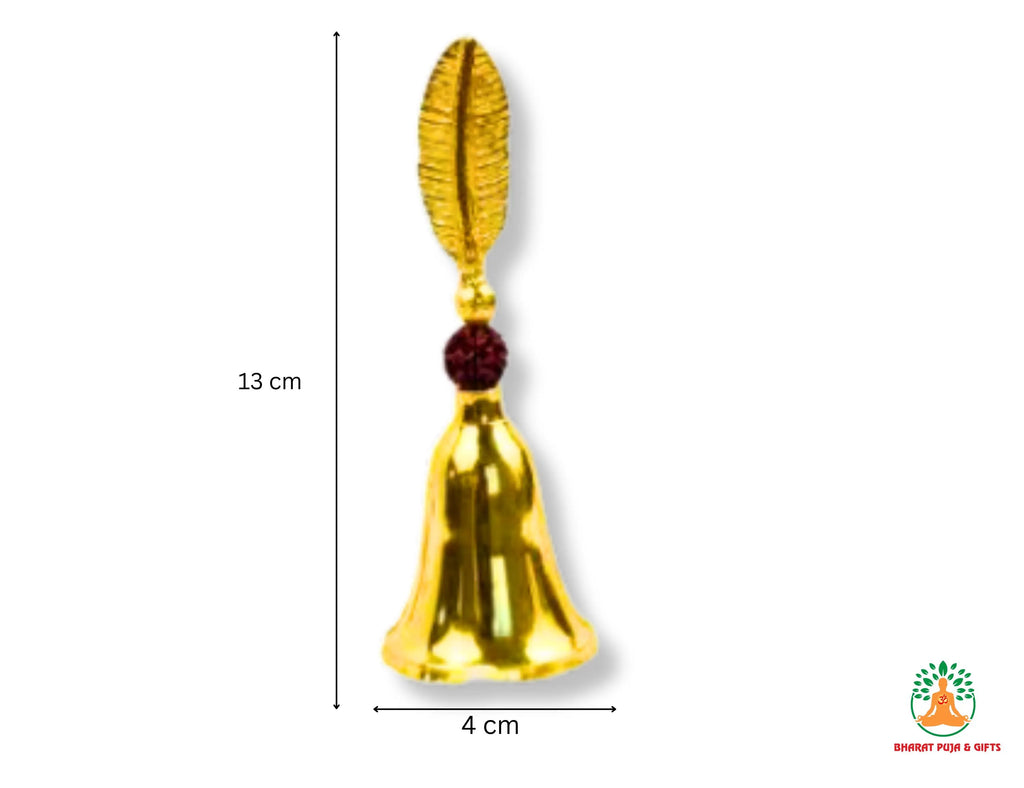 Brass Puja Bell with Rudraksha 5 inch| Traditional Temple Bell | Brass Ghanti | Spiritual Gift | Hindu Gift |