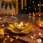 Brass Floral Diya | Decorative Oil Lamp with Flower Design | Festive Decor | Diwali Diya | Indian Home Decor | Diwali Decorations