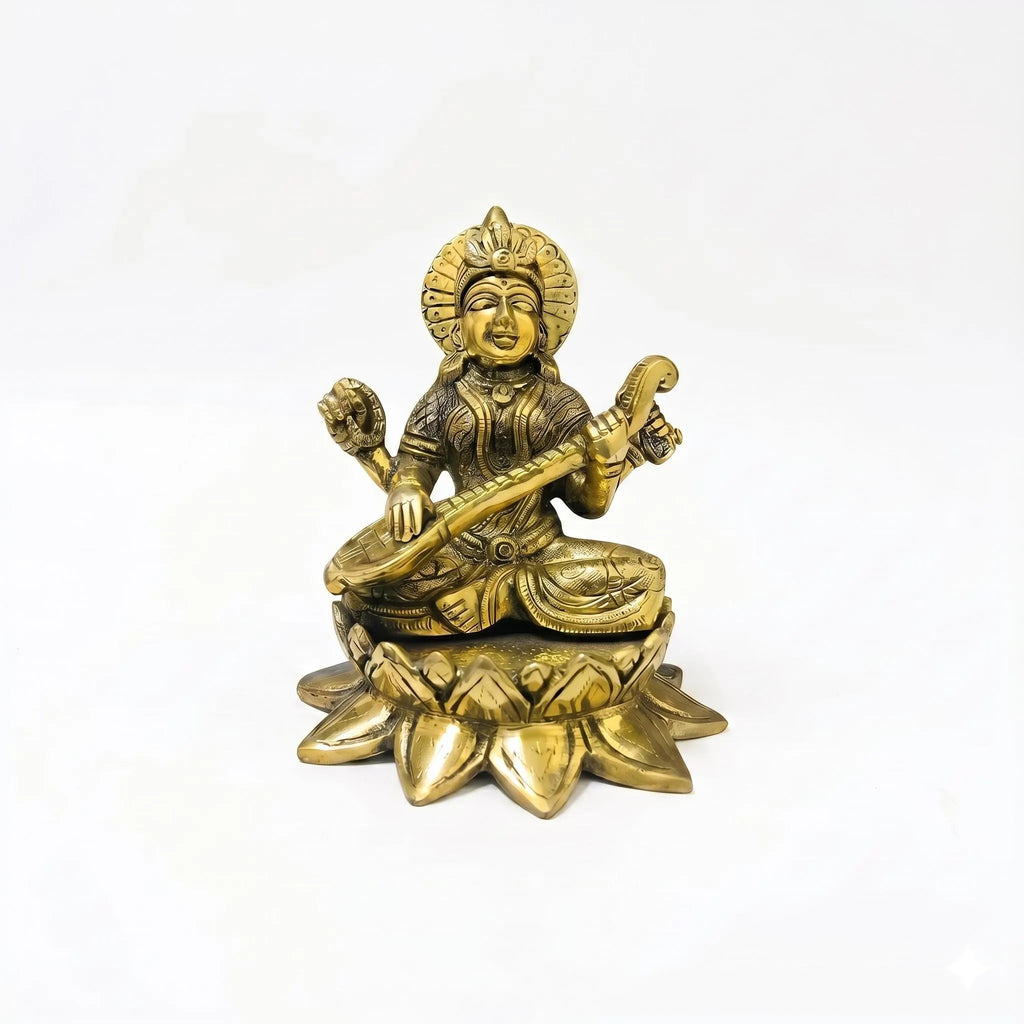 Brass Saraswati Murti| Goddess Saraswati Idol | Saraswati Maa Statue