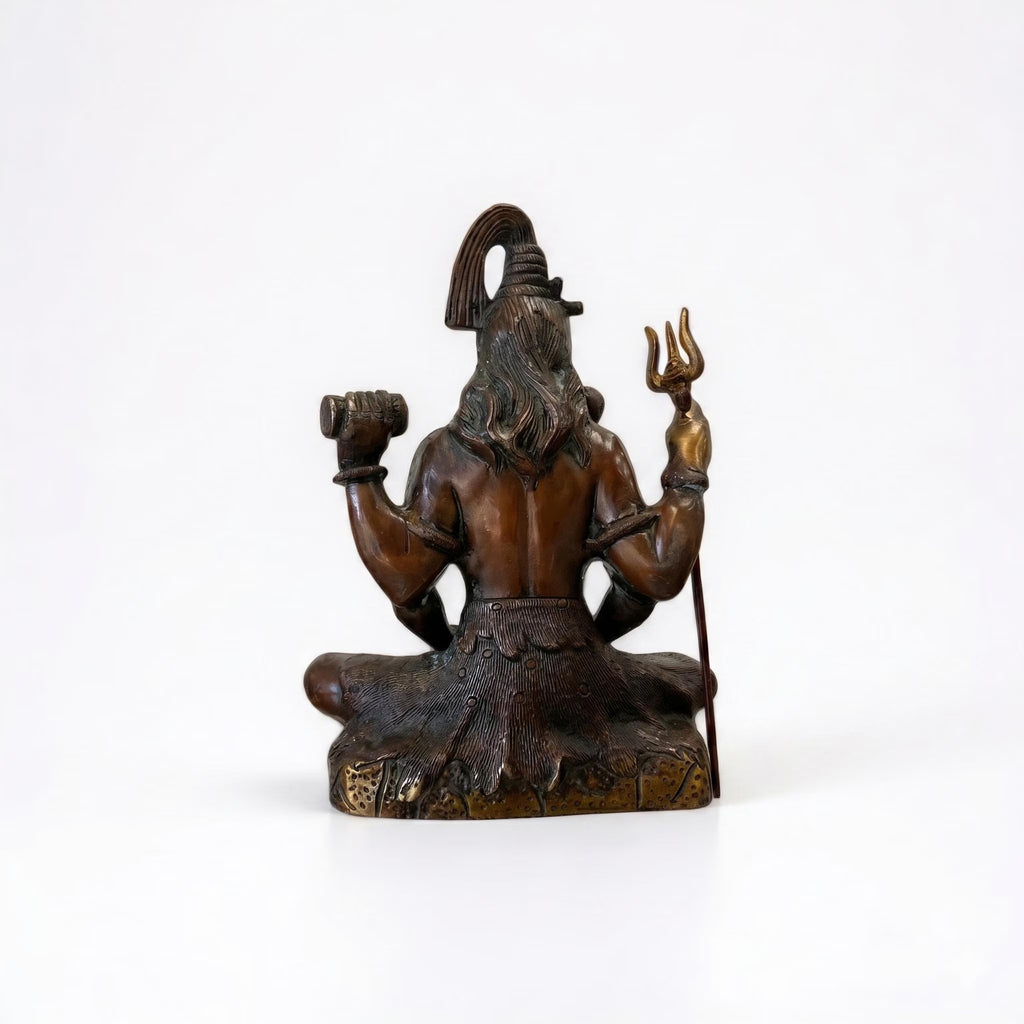 Bronze Lord Shiva Idol in Lotus Pose | Shiv Shankar Murti Collectible Figurine (Cold Cast Bronze)
