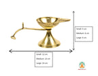 Brass Arti Diya with Curved Handle | Brass Aarti Oil Lamp