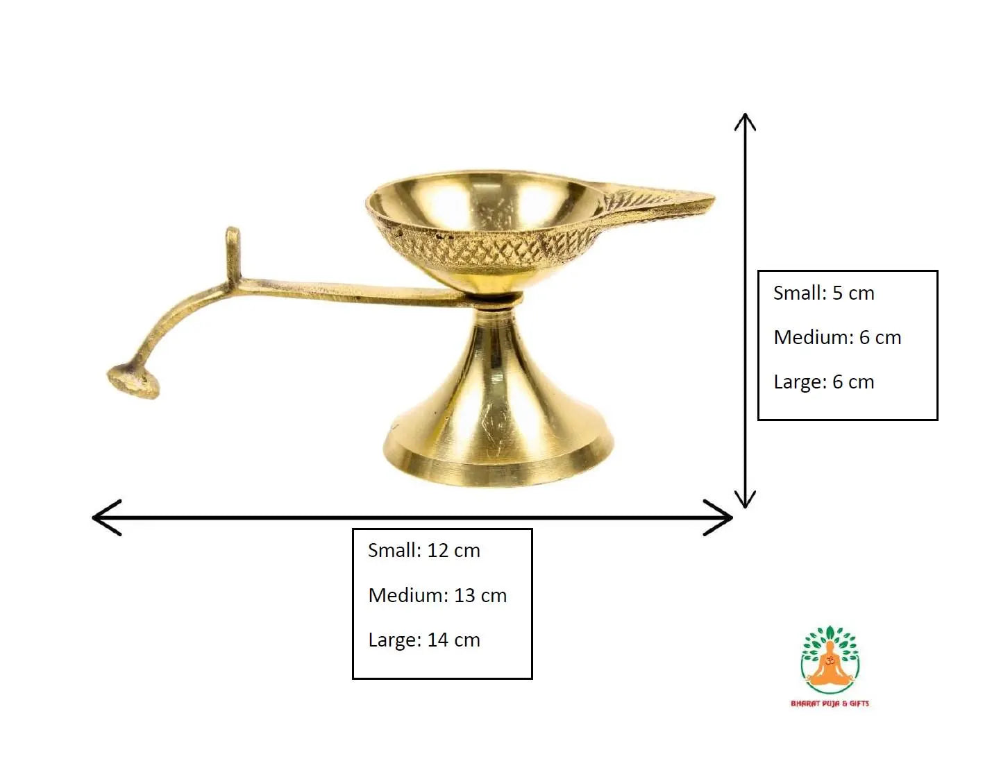 Brass Arti Diya with Curved Handle | Brass Aarti Oil Lamp