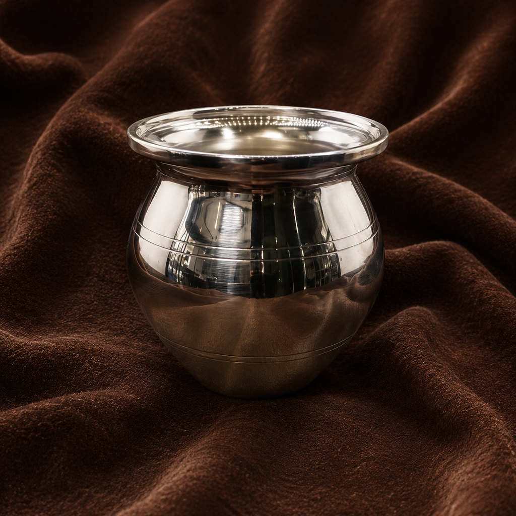 Pure Silver Water Pot | Traditional Silver Pooja Kalash | Silver Puja Vessel | Silver Gangajal Lota