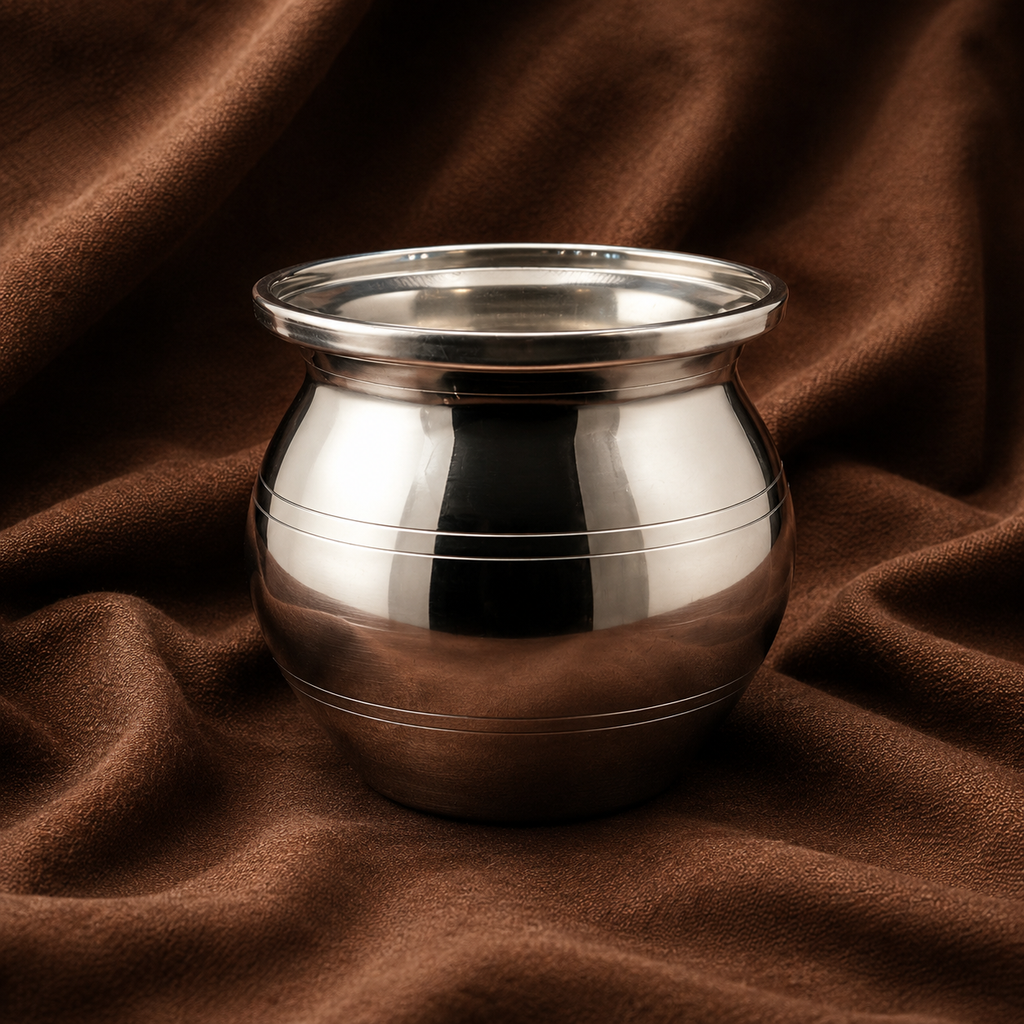 Pure Silver Water Pot | Traditional Silver Pooja Kalash | Silver Puja Vessel | Silver Gangajal Lota