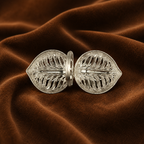 Pure Silver Twin Paan Leaf Kumkum Holder | Traditional Haldi Kumkum Puja Set
