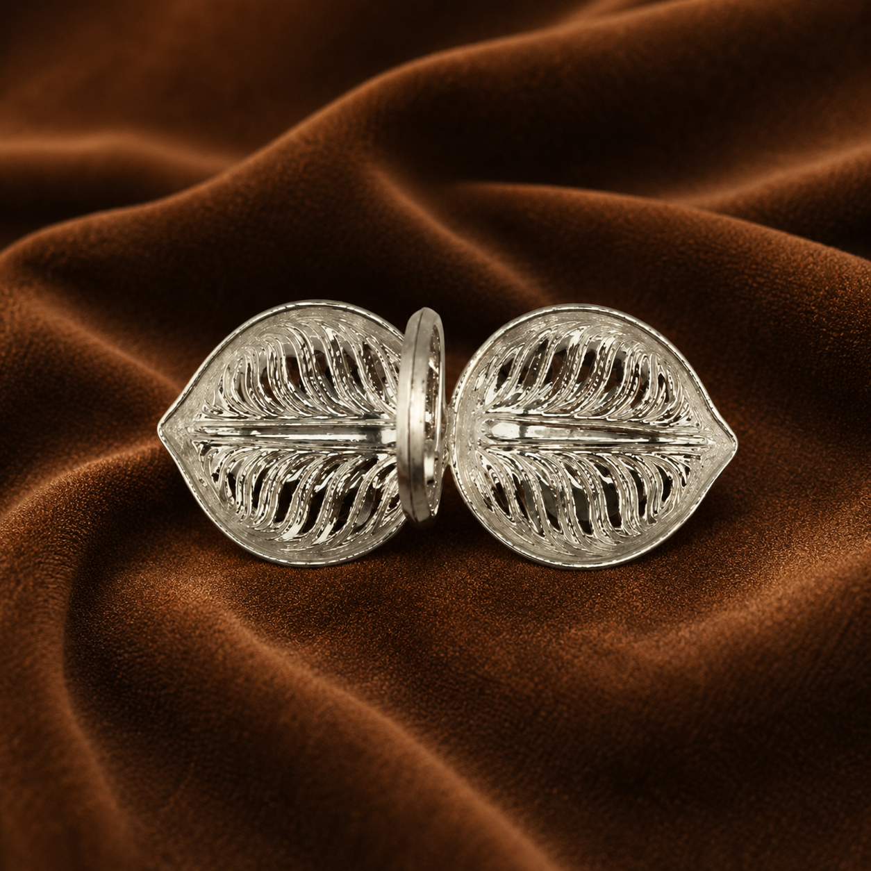 Pure Silver Twin Paan Leaf Kumkum Holder | Traditional Haldi Kumkum Puja Set