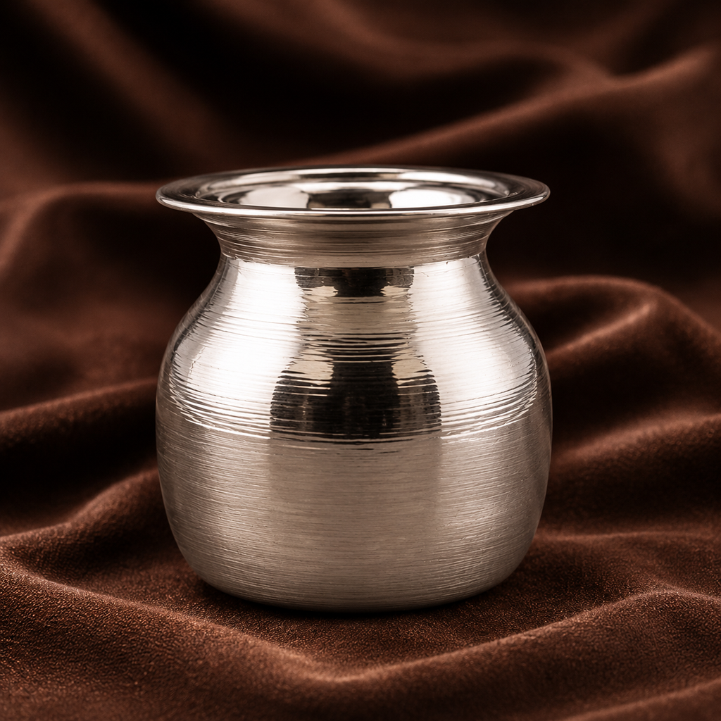 Pure Silver Gangajal Lota | Traditional Silver Puja Vessel | Silver Pooja Water Pot | Silver Kalash