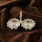 Pure Silver Twin Flower Kumkum Holder | Elegant Haldi Kumkum Puja Set