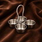 Pure Silver 4-Cup Kumkum Holder | Traditional Haldi Kumkum Puja Set