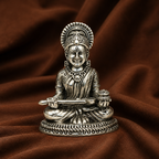 Pure Silver Saraswati Idol | 999 Silver Saraswati Murti | Silver Sarasvati Statue