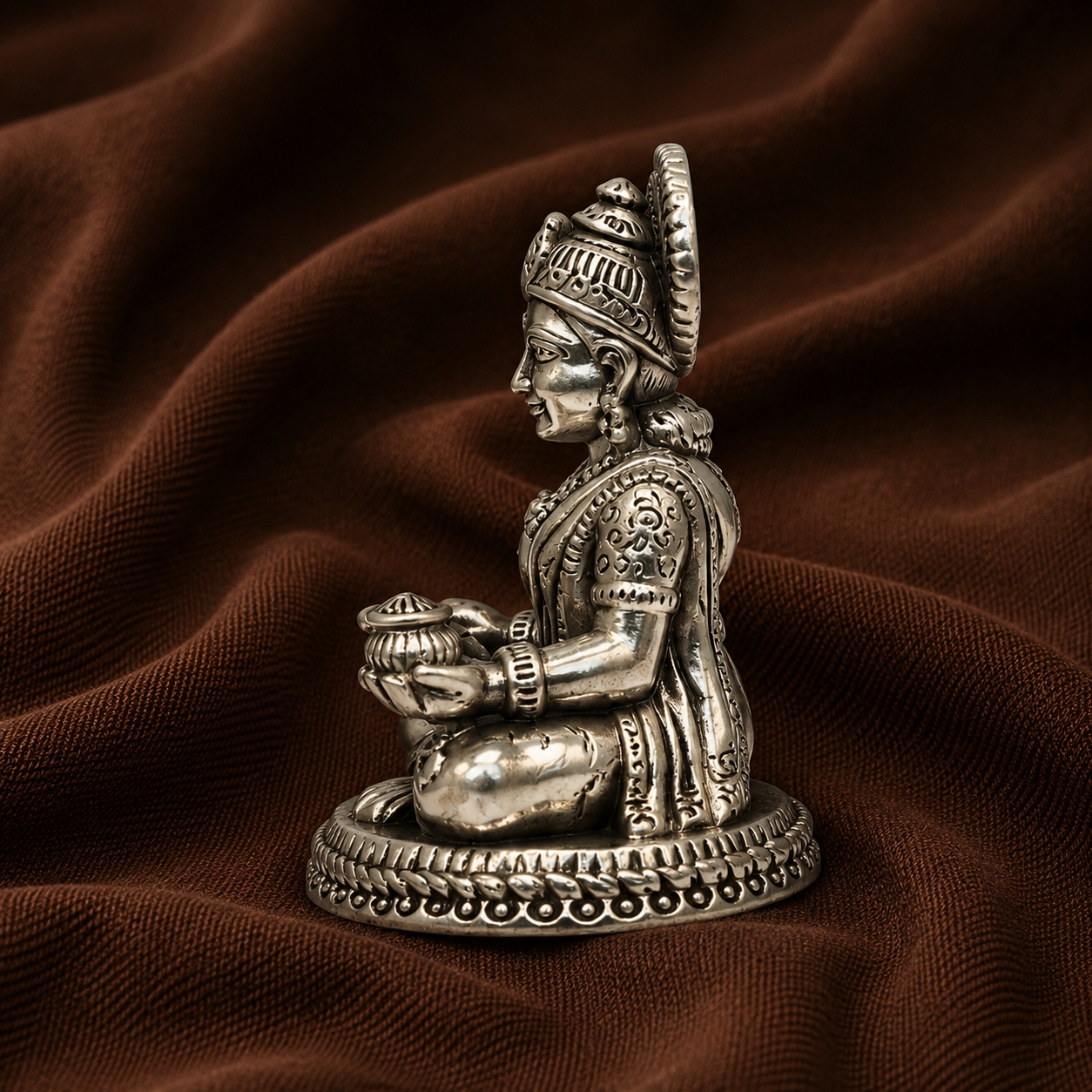 Pure Silver Saraswati Idol | 999 Silver Saraswati Murti | Silver Sarasvati Statue