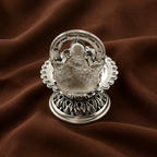 Silver Lakshmi Diya | Auspicious Puja Oil Lamp | Divine Home Decor & Gift | Silver Diya with Laxmi | Silver Diwali Diya